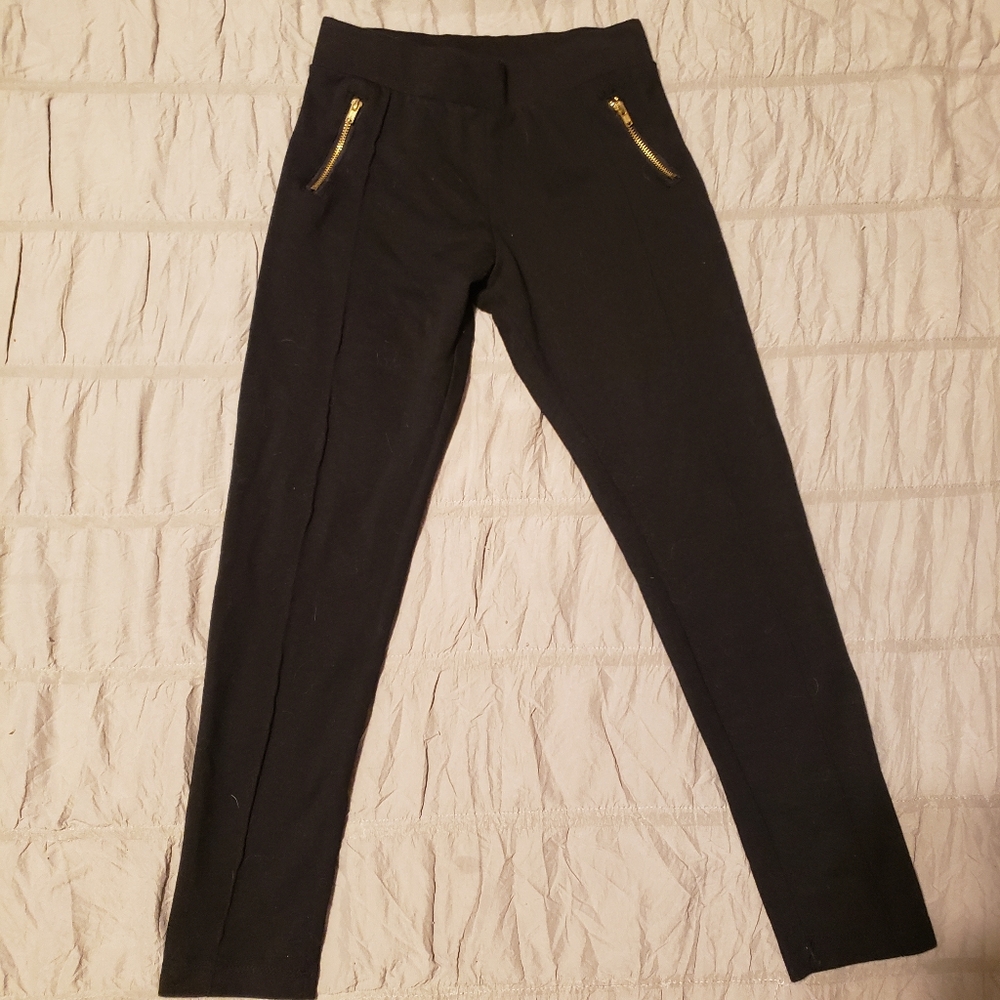 Cherokee Girl Black Pants W Gold Accent Zippers Stretchy Large L